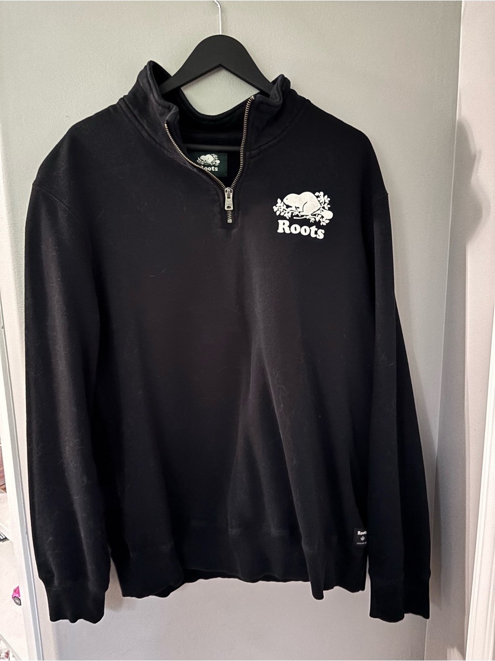 Roots Men's Black Quarter-Zip Sweatshirt - Size: XL